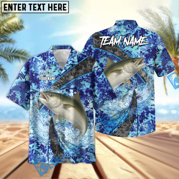 BlueJose Kingfish Fishing Wave Rider Personalized All Over Print 3D Hawaiian Shirt