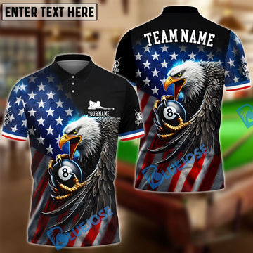 BlueJose Billiards Ball 8 Eagle Flag Of US Pattern Personalized Name, Team Name Unisex Shirt
