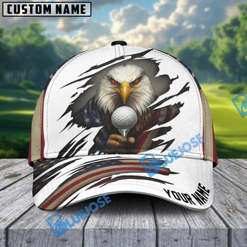 BlueJose American Eagle Golf Cap, Personalized Name Pattern 3D Classic Cap