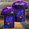 BlueJose Bowling & Pins Neon Cyber Electric Art Customized Name, Team Name 3D Shirt (4 Colors)