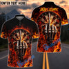 BlueJose Darts Flaming Skeleton Middle Finger Dartboard Multicolor Options Personalized Name Shirt (4 Colors)
