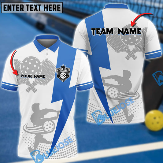 BlueJose Pickleball Blue Lightning Personalized Name, Team Name Unisex Shirt