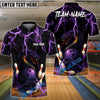 BlueJose Bowling And Pins Angry Snake Thunder Lightning Customized Name, Team Name 3D Shirt (4 Colors)