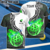 BlueJose Flaming Pickleball Fireball Custom Name & Team 3D Shirt (4 Colors)