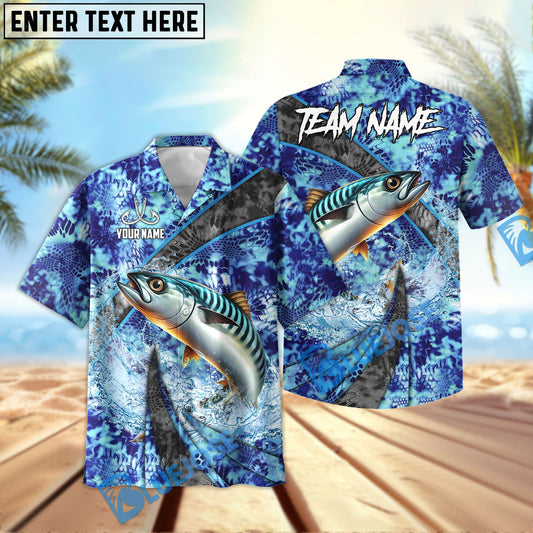BlueJose Mackerel Fishing Wave Rider Personalized All Over Print 3D Hawaiian Shirt