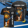 BlueJose Pickleball Flaming Paddle Smiley Face Custom Name & Team 3D Shirt (4 Colors)