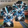 BlueJose Bowling & Pins Electric Strike Explosion Customized Name, Team Name 3D Shirt (4 Colors)
