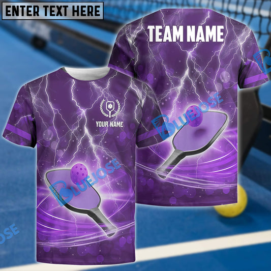 BlueJose Pickleball Lightning Paddle Custom Name & Team 3D Shirt (4 Colors)