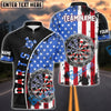 BlueJose Darts Patriotic American Flag Customized Name, Team Name 3D Shirt