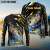 Bluejose Bass Fishing Gold Black Pattern Design Name & Team Name 3D Shirts