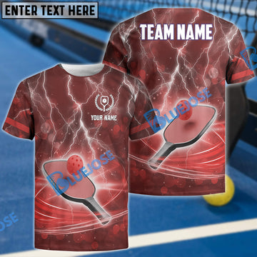 BlueJose Pickleball Lightning Paddle Custom Name & Team 3D Shirt (4 Colors)