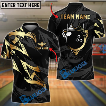 BlueJose Bowling Golden Crown Customized Name 3D Shirt (4 Colors)