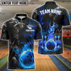BlueJose Bowling And Pins Flame Wolf Multicolor Customized Name 3D Shirt (4 Colors)