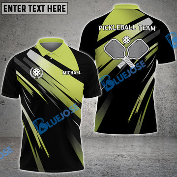 BlueJose Personalized Name, Team Name Abstract Green Stripe Pickleball 3D Shirt