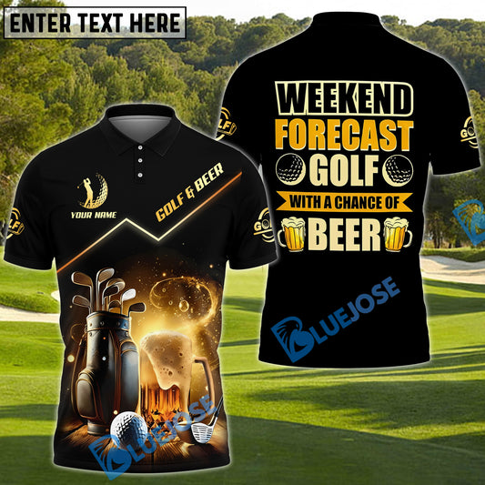 BlueJose Golf And Beer Funny Golf Polo Shirt Custom Name, Team Name 3D Shirts