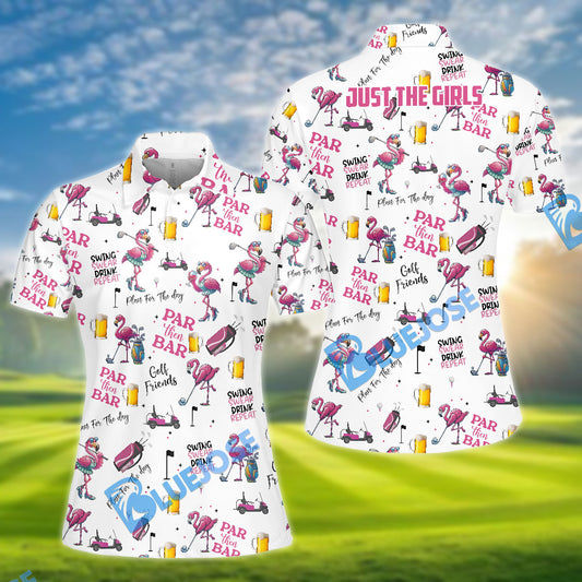 BlueJose Par Then Bar Flamingo Just The Girls Golf Shirt
