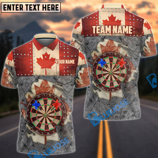 BlueJose Darts Canada Flag Steel Grunge Target Personalized Name Shirt