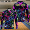 BlueJose Bowling And Pins Angry Monkey Neon Graffiti Customized Name, Team Name 3D Shirt