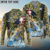 Bluejose Bass Fishing American Flag Camo Cross Skin Custom Name & Team Name 3D Shirts