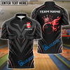BlueJose Bowling Golden Royal Flame Customized Name, Team Name 3D Shirt (4 Colors)