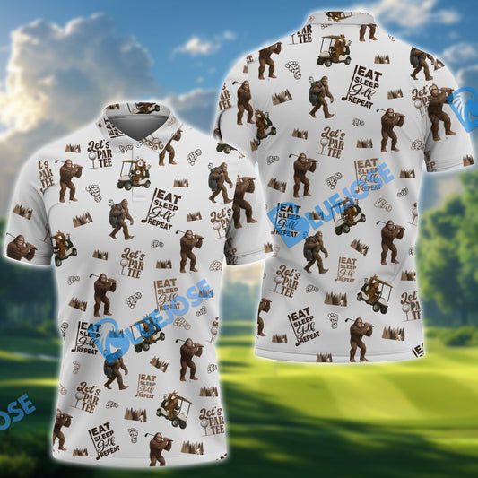 BlueJose Let's Par Bigfoot Golf Shirt, Custom Name & Team Name 3D Shirts