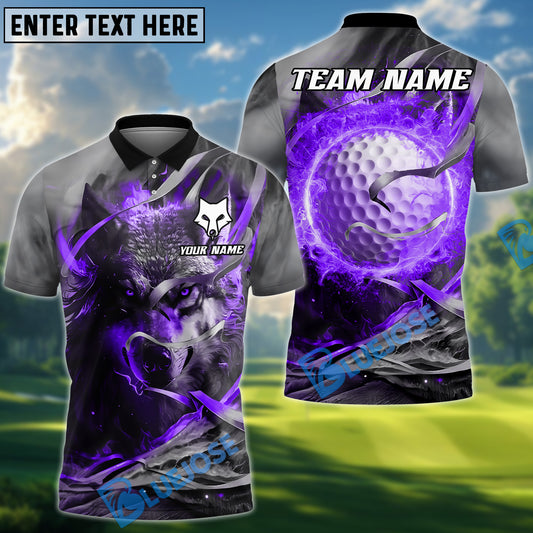 BlueJose Wolf Golf Energy Polo Shirt Shirt, Customized Name & Team Name 3D Shirts (4 Colors)