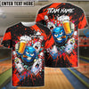 BlueJose Bowling & Pins Beer Party Funny Cartoon Customized Name, Team Name 3D Shirt (6 Colors)