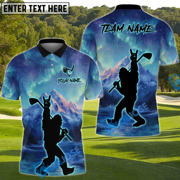 BlueJose Legend of Bigfoot Swing Funny Golf Polo Shirt, Custom Name & Team Name 3D Shirts