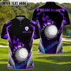 BlueJose Blazing Fireball Golf Polo Shirt, Customized Name & Team Name 3D Shirts (4 Colors)