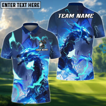 BlueJose Thunder Dragon Golf Polo Shirt, Customized Name & Team Name 3D Shirts (4 Colors)