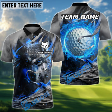 BlueJose Wolf Golf Energy Polo Shirt Shirt, Customized Name & Team Name 3D Shirts (4 Colors)