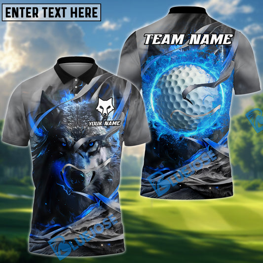 BlueJose Wolf Golf Energy Polo Shirt Shirt, Customized Name & Team Name 3D Shirts (4 Colors)