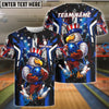 BlueJose Bowling & Pins American Flag Patriotic Eagle Strike Graphic Customized Name, Team Name 3D Shirt (4 Colors)