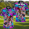 BlueJose Street Swing Skeleton Funny Golf Polo Shirt, Customized Name & Team Name 3D Shirts (4 Colors)