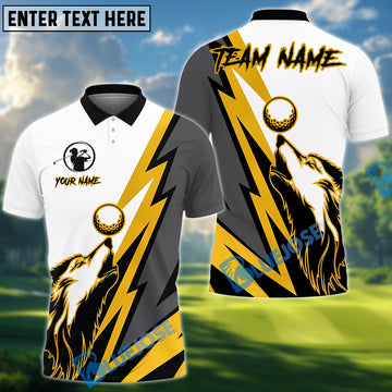 BlueJose Lightning Wolf Golf Polo Shirt, Customized Name & Team Name 3D Shirts (4 Colors)