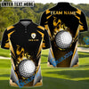 BlueJose Blazing Fireball Golf Polo Shirt, Customized Name & Team Name 3D Shirts (4 Colors)