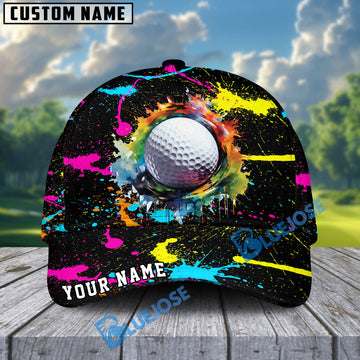 BlueJose Graffiti Splash Golf Cap, Personalized Name Pattern 3D Classic Cap