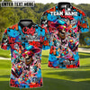 BlueJose Street Swing Skeleton Funny Golf Polo Shirt, Customized Name & Team Name 3D Shirts (4 Colors)