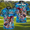 BlueJose Street Swing Skeleton Funny Golf Polo Shirt, Customized Name & Team Name 3D Shirts (4 Colors)