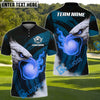 BlueJose Flame Eagle Strike Golf Polo Shirt, Customized Name & Team Name 3D Shirts (4 Colors)