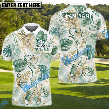 BlueJose Tropical Swing Golf Polo Shirt, Customized Name & Team Name 3D Shirts (4 Colors)