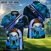 BlueJose Golden Fire King Golf Polo Shirt, Customized Name & Team Name 3D Shirts (4 Colors)