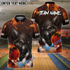 BlueJose Bowling Wolf Strike Flame Customized Name, Team Name 3D Shirt (4 Colors)