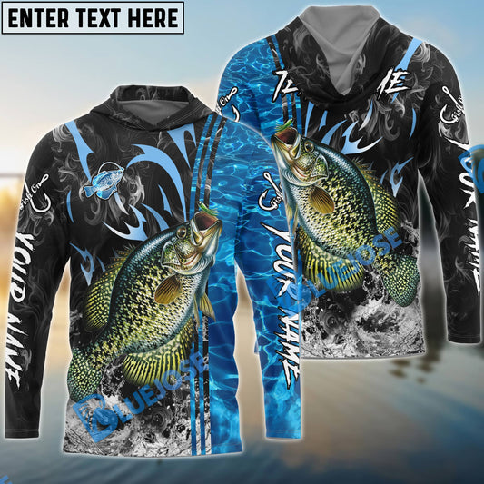 Bluejose Crappie Fishing Sparkling Water Smoke Pattern Design Custom Name & Team Name 3D Shirts