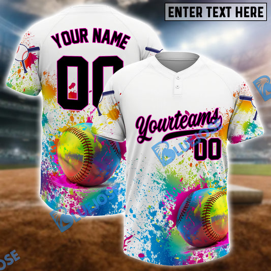 BlueJose Color Splash Softball Jersey, Custom Name & Team Number 3D Shirt