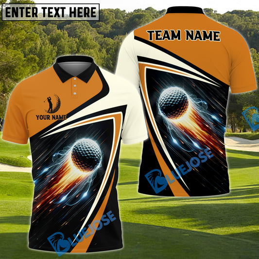 BlueJose Golf Fireball Customized Name, Team Name 3D Shirts (4 Colors)
