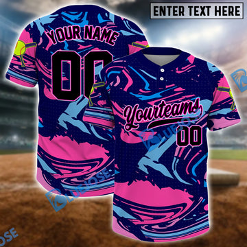 BlueJose Neon Swirl Softball Jersey, Custom Name & Team Number 3D Shirt
