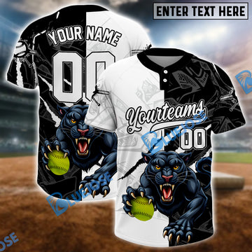 BlueJose Black Panther Softball Jersey, Custom Name & Team Number 3D Shirt