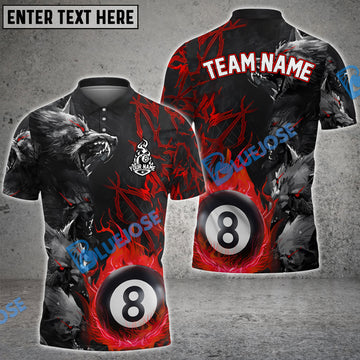 BlueJose Billiards Flame Wolf Personalized Shirt