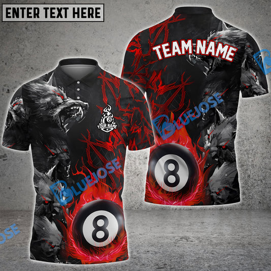 BlueJose Billiards Flame Wolf Personalized Shirt